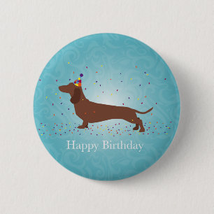Dachshund - Happy Birthday Design 6 Cm Round Badge