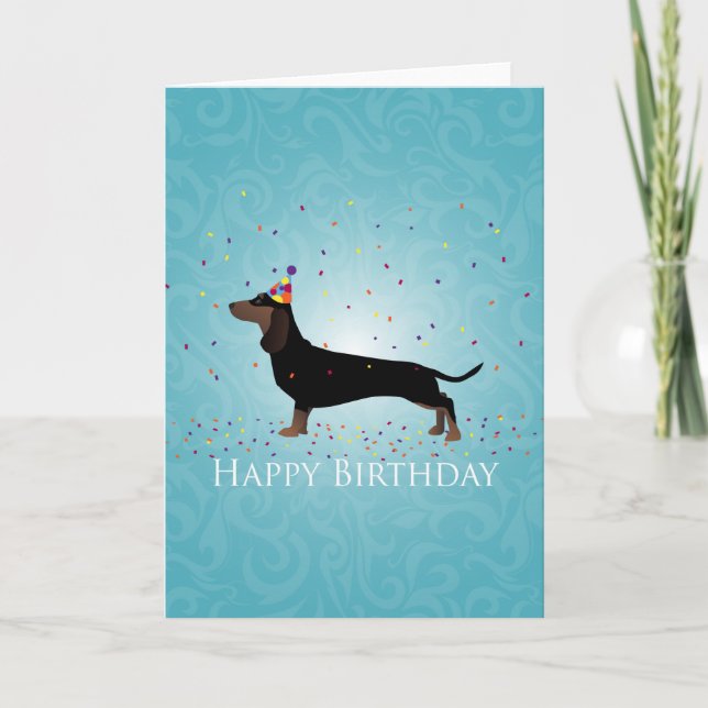 Dachshund Happy Birthday Design Card (Front)