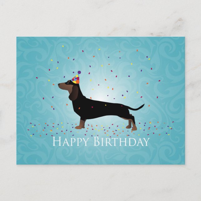 Dachshund Happy Birthday Design Postcard (Front)