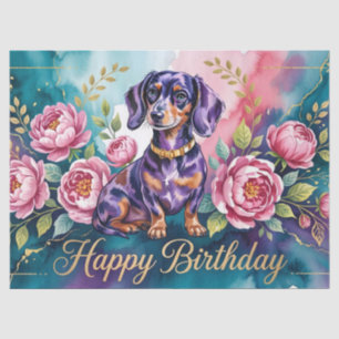 Dachshund Happy Birthday Illustration Tissue Paper