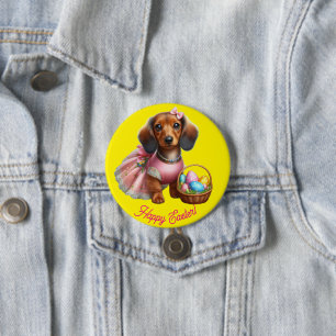 Dachshund Happy Easter Button