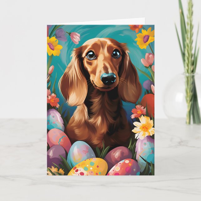 Dachshund Happy Easter Card (Front)