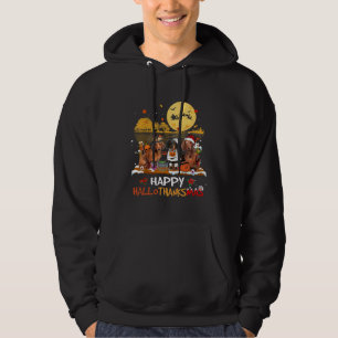 Dachshund Happy Hallothanksmas Halloween Thanksgiv Hoodie
