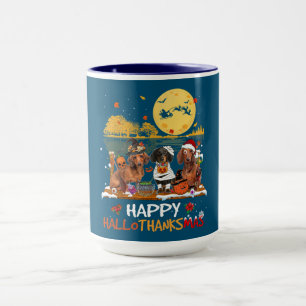 Dachshund Happy Hallothanksmas Halloween Thanksgiv Mug