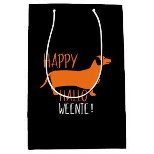 Dachshund Happy Halloweenie! Black Halloween Medium Gift Bag
