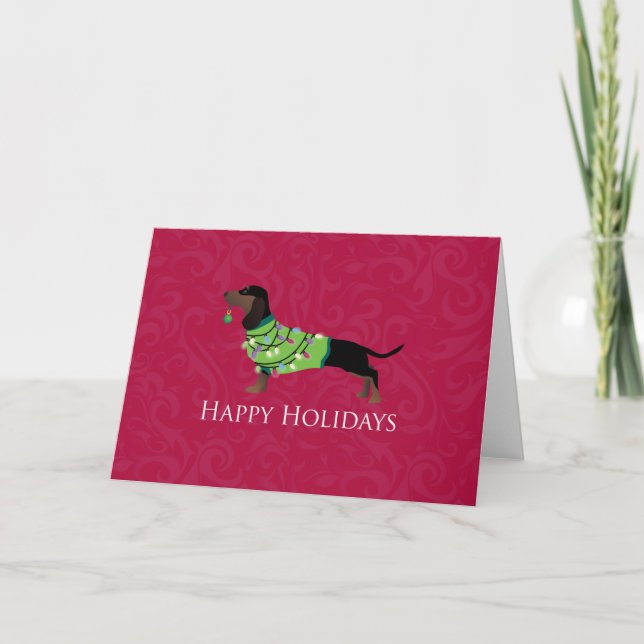 Dachshund Happy Holidays Design Holiday Card (Front)