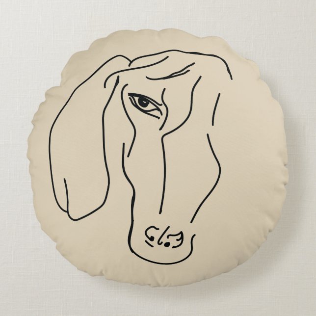 Dachshund Head, Art Drawing cushion (Front)