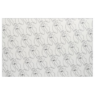 Dachshund Head, Art Drawing Fabric