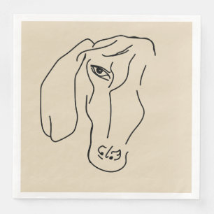 Dachshund Head, Art Drawing  Paper Napkin