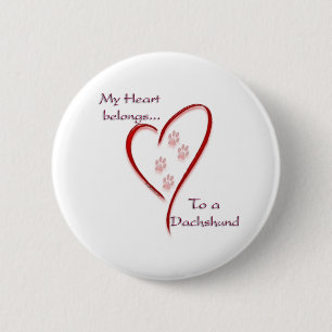 Dachshund Heart Belongs 6 Cm Round Badge