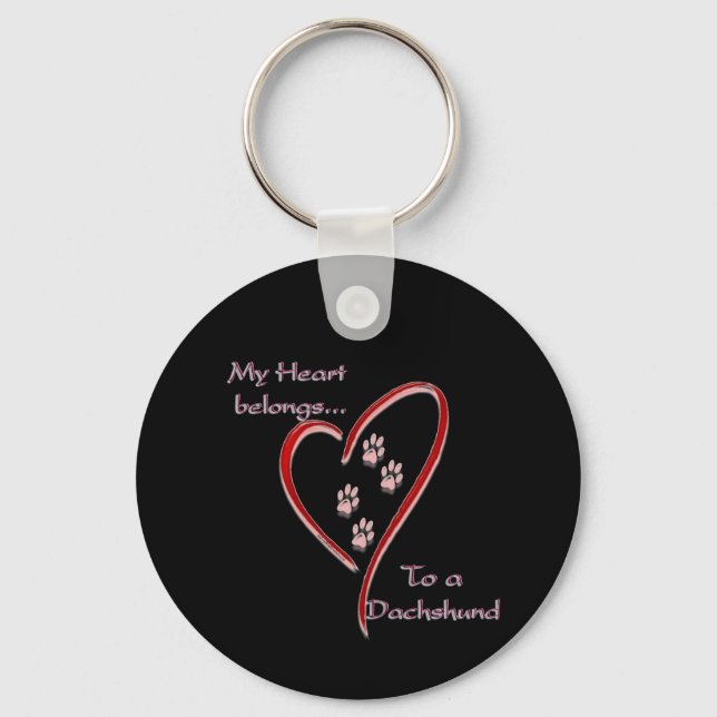 Dachshund Heart Belongs Key Ring (Front)