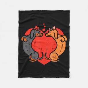 Dachshund Heart Cute Valentines Day Pet Dog Lover Fleece Blanket