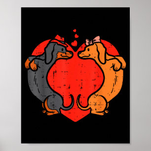Dachshund Heart Cute Valentines Day Pet Dog Lover  Poster