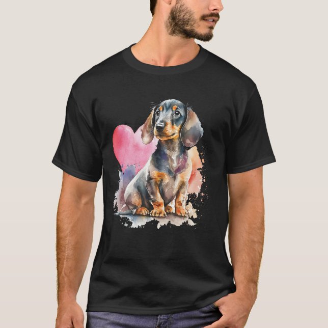 Dachshund Heart  Dog Trainer Pet Owner Breeder Ani T-Shirt (Front)