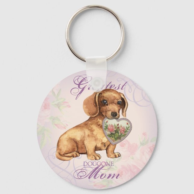 Dachshund Heart Mum Key Ring (Front)