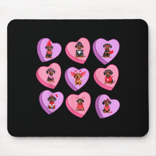 Dachshund Hearts Candy Valentines Weiner Dog Pet L Mouse Pad (Front)