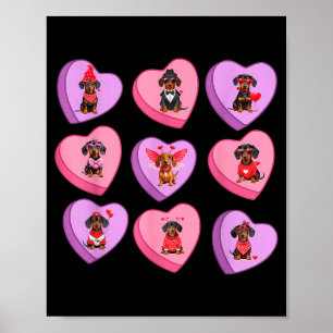 Dachshund Hearts Candy Valentines Weiner Dog Pet L Poster