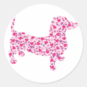 Dachshund Hearts Classic Round Sticker