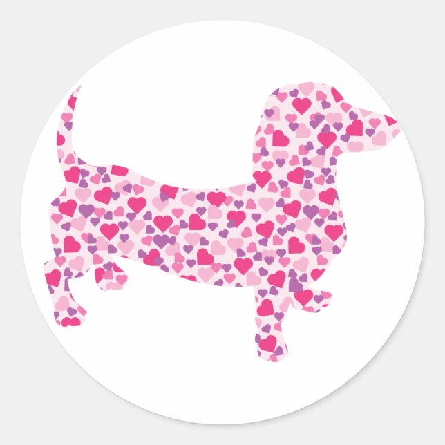 Dachshund Hearts Classic Round Sticker (Front)