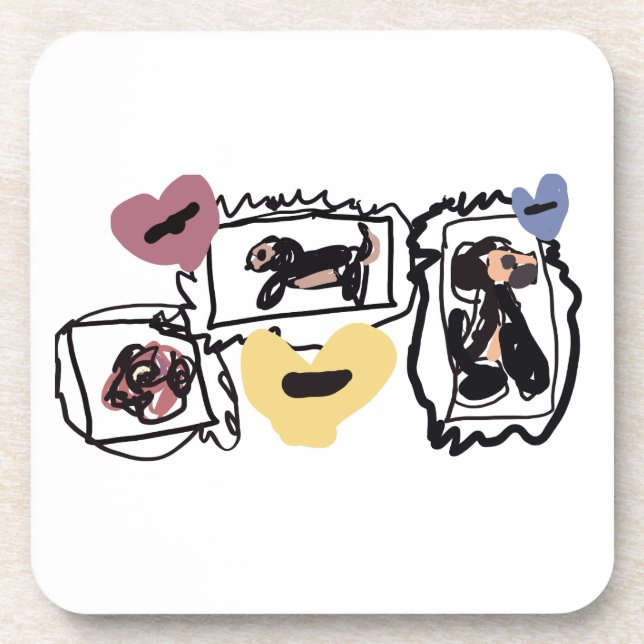 Dachshund hearts  coaster (Front)