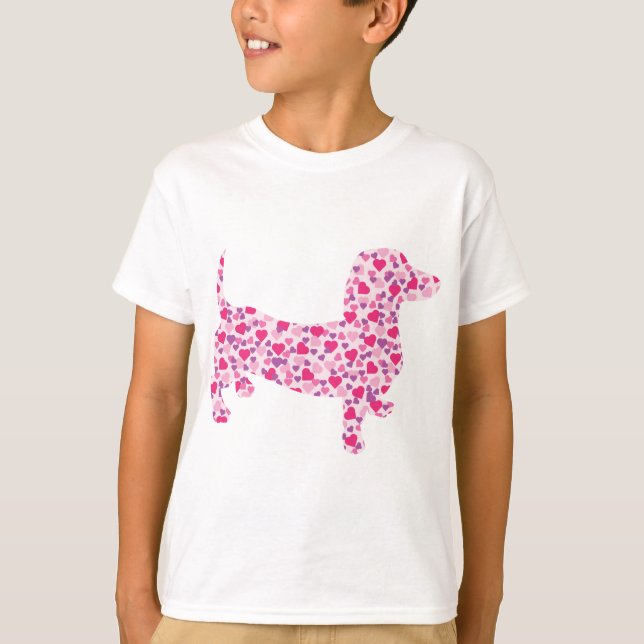 Dachshund Hearts T-Shirt (Front)