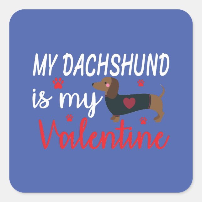 Dachshund Hearts Valentines Day Funny Dog Valentin Square Sticker (Front)