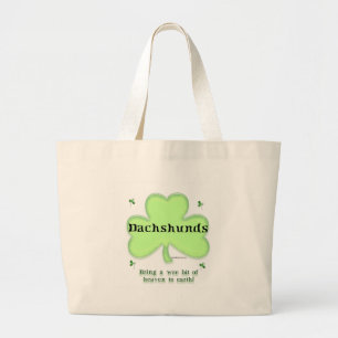 Dachshund Heaven; St. Patrick's day Dachshund Large Tote Bag