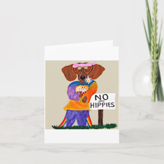 Dachshund Hippie at No Hippies Sign Invitation