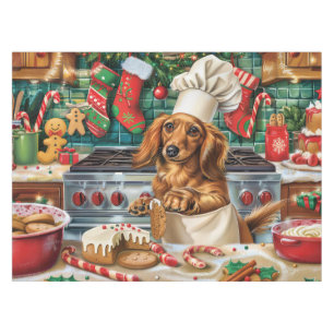 Dachshund Holiday Baking: Festive Christmas Tablecloth