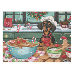 Dachshund Holiday Baking: Festive Christmas Tablecloth