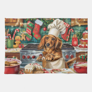 Dachshund Holiday Baking: Festive Christmas Tea Towel
