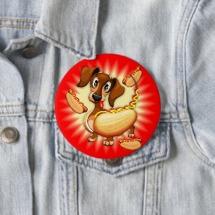 Dachshund Hot Dog 10 Cm Round Badge
