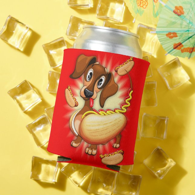 Dachshund Hot Dog Can Cooler (In Situ Summer)