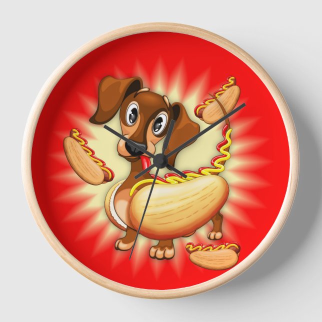 Dachshund Hot Dog Clock (Front)