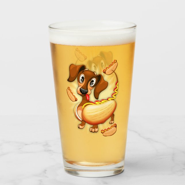 Dachshund Hot Dog Glass (Front Filled)