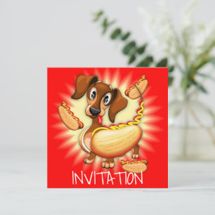 Dachshund Hot Dog Invitation