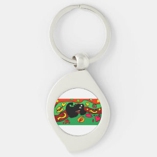 Dachshund hot dog key ring