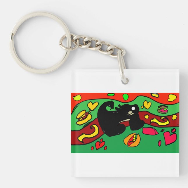 Dachshund hot dog  key ring (Front)