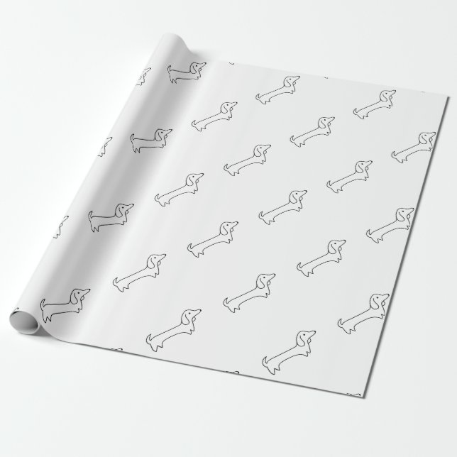 DACHSHUND, HOT DOG, SAUSAGE DOG, CUTE, DOG LOVER WRAPPING PAPER (Unrolled)