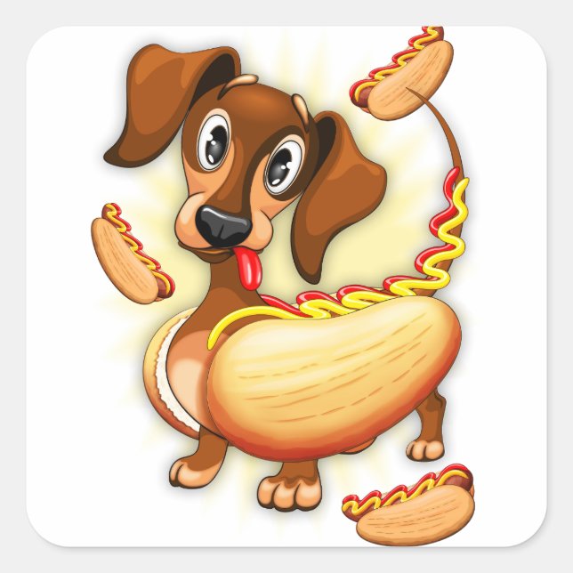 Dachshund Hot Dog Square Sticker (Front)