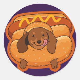 Dachshund Hotdog Halloween Classic Round Sticker