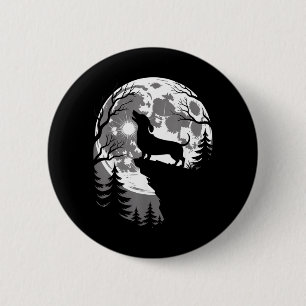 Dachshund Howling Full Moon Haunted Forest 6 Cm Round Badge