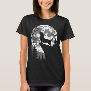 Dachshund Howling Full Moon Haunted Forest T-Shirt