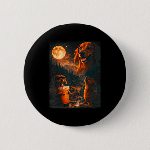 Dachshund iced drinking coffee lover howling three 6 cm round badge