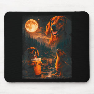 Dachshund iced drinking coffee lover howling three mouse pad