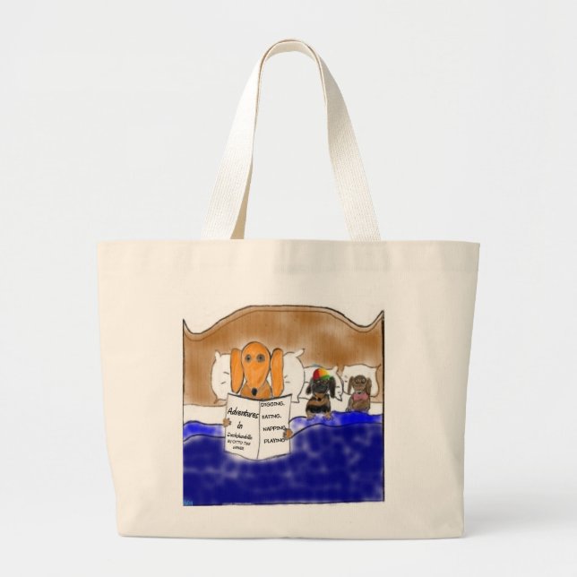 Dachshund illustration large tote bag (Front)