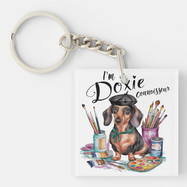 Dachshund I'm a Doxie Connoisseur Key Ring (Front)