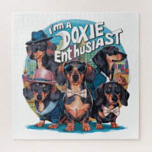 Dachshund I'm A Doxie Enthusiast Jigsaw Puzzle