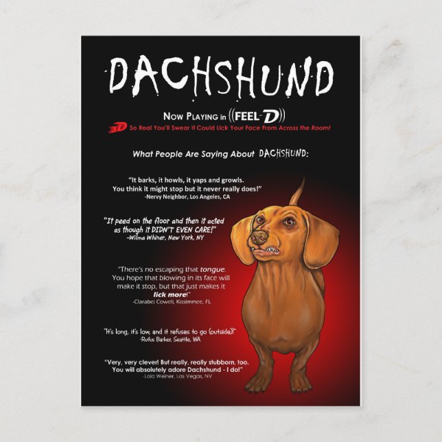 Dachshund in 3D Postcard (Front)