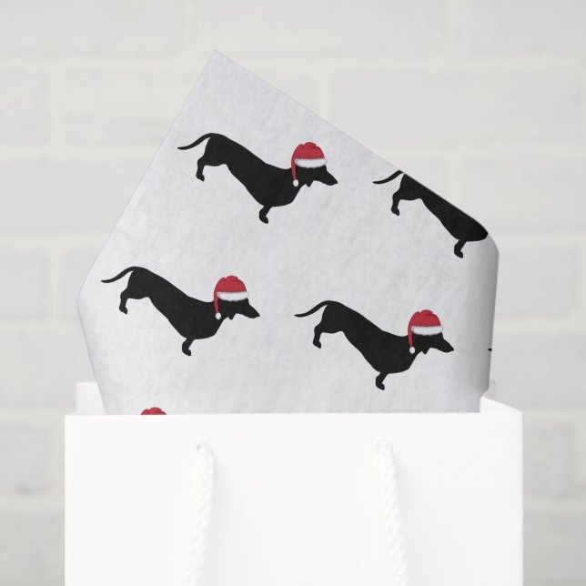 Dachshund in a Santa Hat Christmas Tissue Paper (Gift Bag)